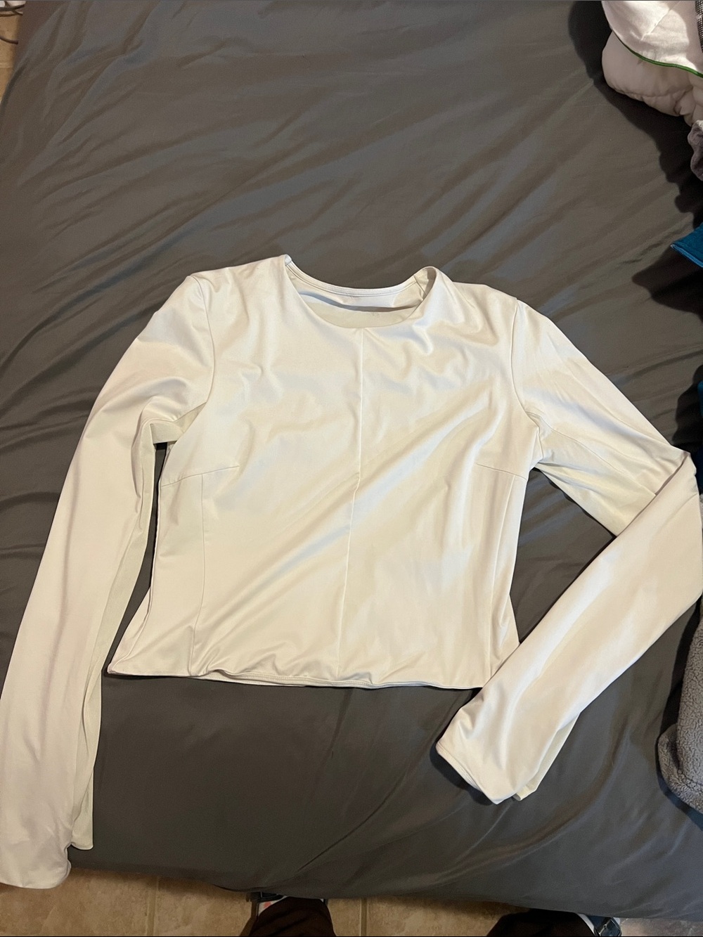Women’s Long Sleeve White Crewneck Top